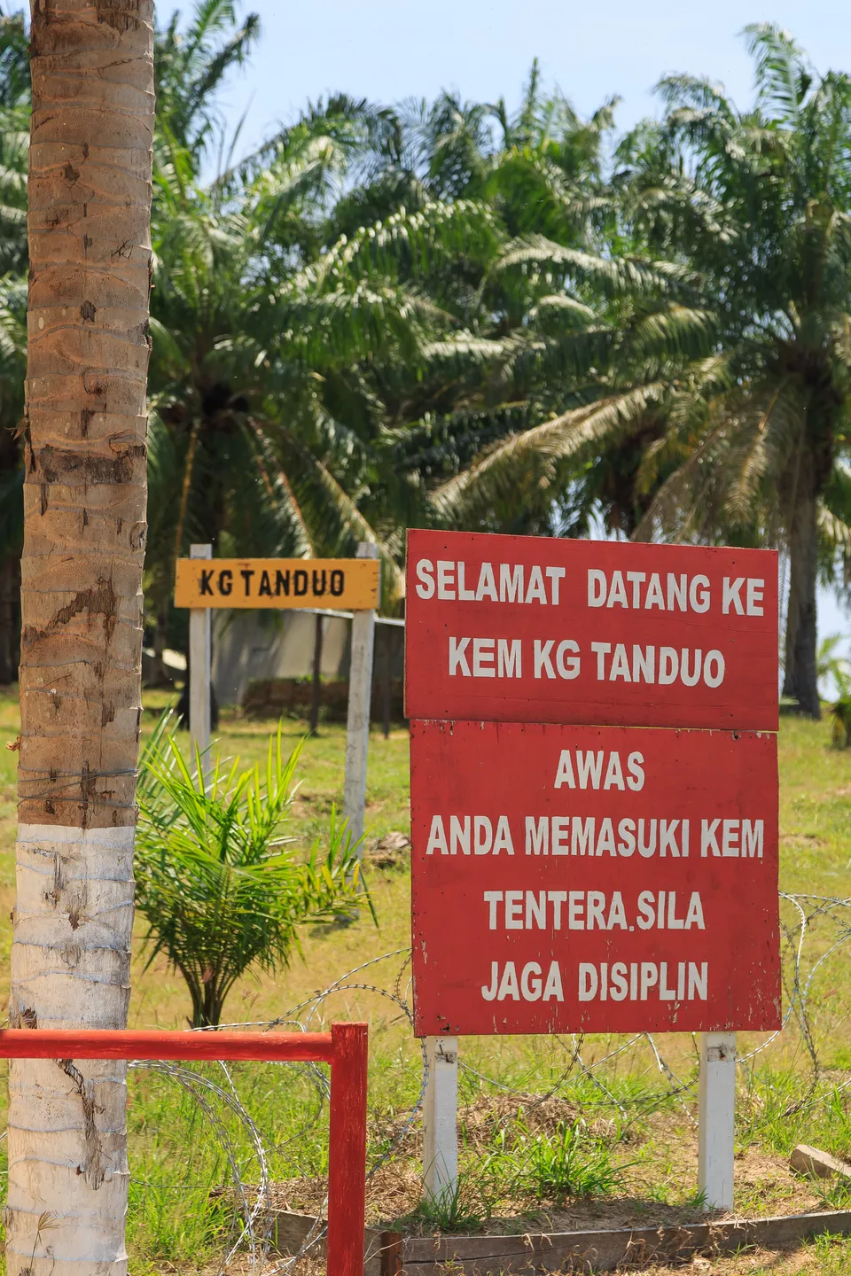 Entrance to Kampung Tanduo after the village area was converted into a military camp