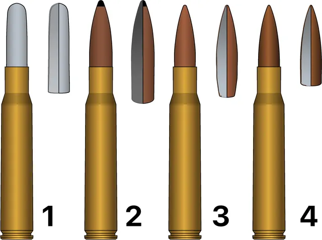 .30-06 Springfield cartridge, Rimless bottleneck rifle cartridge and .30 caliber machine-gun ammunition, Munitions - view 1