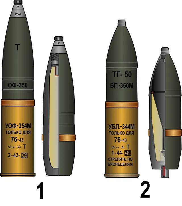 76mm HE-T M330, 76 mm high-explosive tracer round, Munitions - view 2