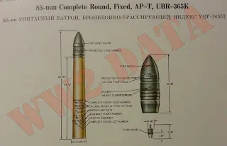 85 mm BR-365K AP round, 85 mm AP-T complete round, Munitions