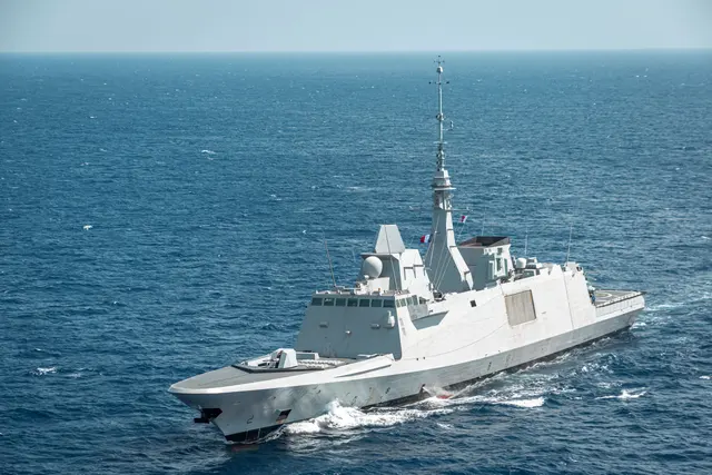 French Aquitaine-class FREMM frigate during Red Sea maritime-security operations.