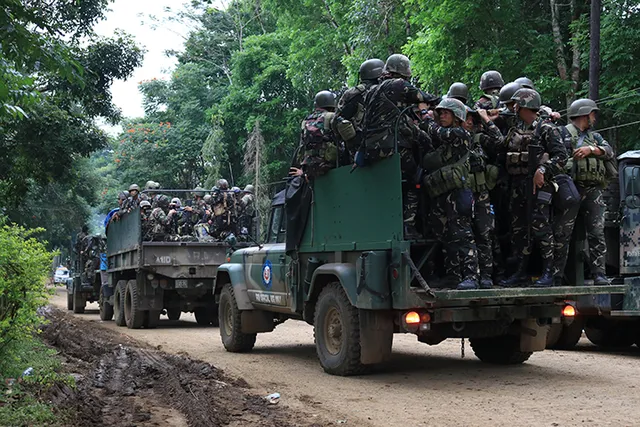 Filipino soldiers in Marawi during the 2017 crisis.