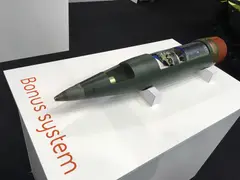BONUS 155 mm top-attack submunition projectile, 155 mm artillery-launched, fire-and-forget anti-armor munition, Munitions