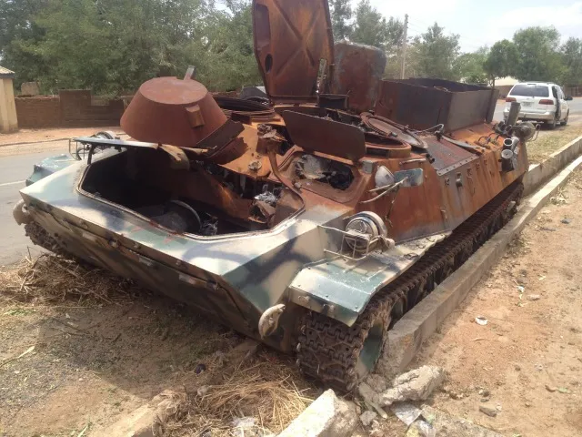 Destroyed Nigerian Army MT-LB after operations against Boko Haram in Adamawa State