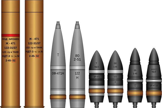 D-25 122 mm tank gun, 122 mm tank and self-propelled gun family, Artillery - view 3