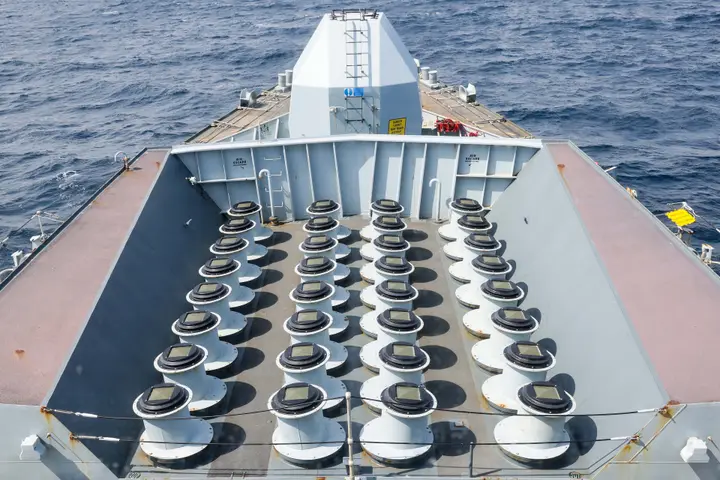 HMS Richmond Sea Ceptor missile silo during Red Sea operations.
