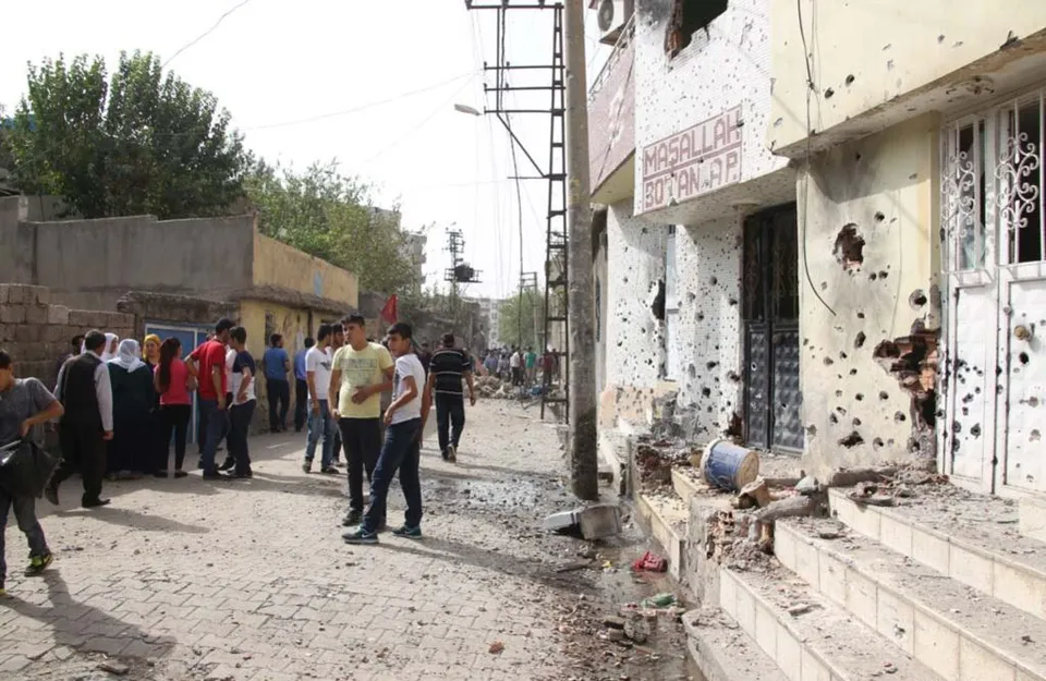 Smoke rising in Sirnak during fighting in September 2015