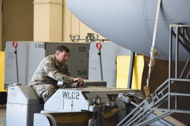Long Range Broadcast System (LRBS) pod, External broadcast pod used for psychological operations and electronic attack support, Support Equipment - view 1