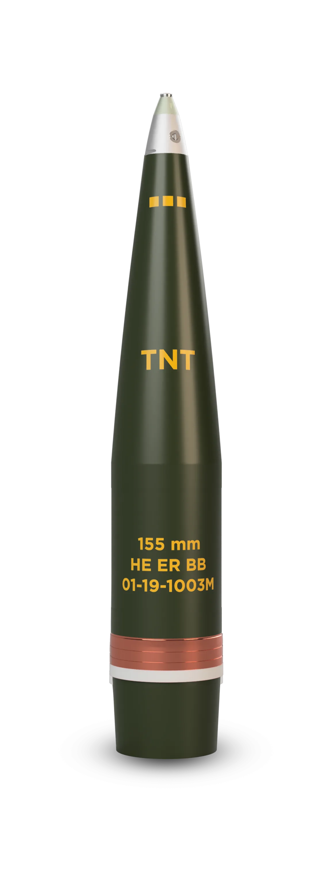 OFd MKM-DV, 155 mm high-explosive extended-range artillery projectile with base bleed, Munitions