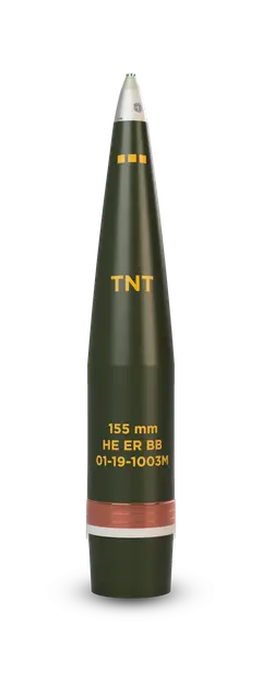 OFd MKM-DV, 155 mm high-explosive extended-range artillery projectile with base bleed, Munitions
