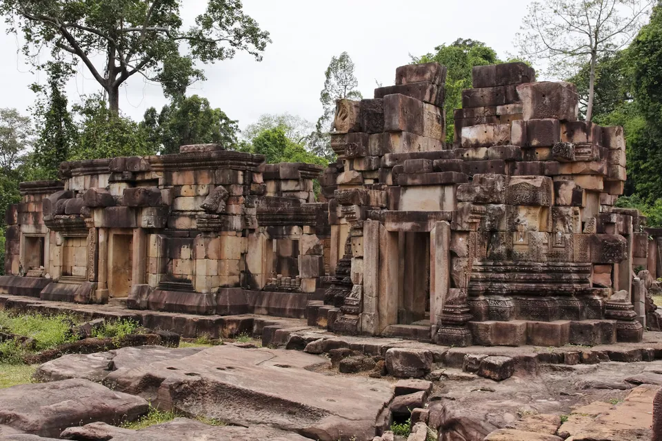 Stone ruins of Prasat Ta Muen Thom near the Thailand-Cambodia border