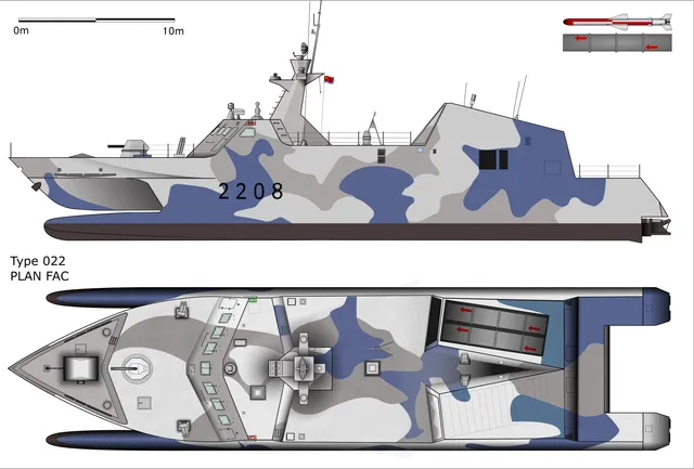 Type 022 / Houbei-class missile boat, Chinese People's Liberation Army Navy catamaran missile boat class, Naval Systems - view 1