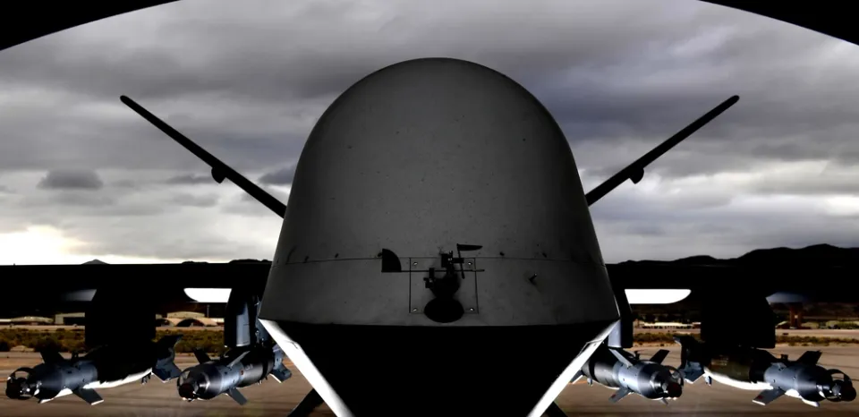 Close view of MQ-9 Reaper stores in a DVIDS image tied to the Sirte campaign