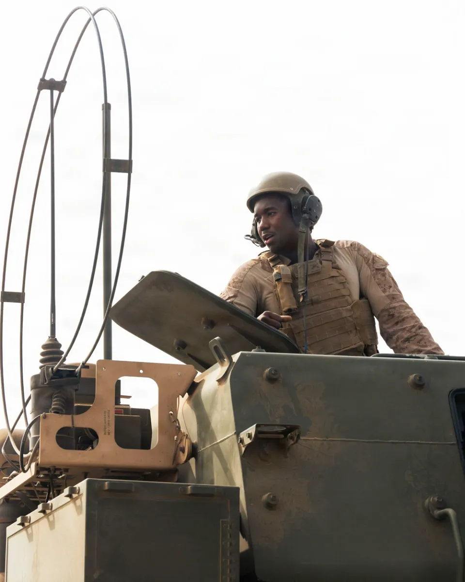 U.S. Marine on an M142 HIMARS during Operation Epic Fury preparations