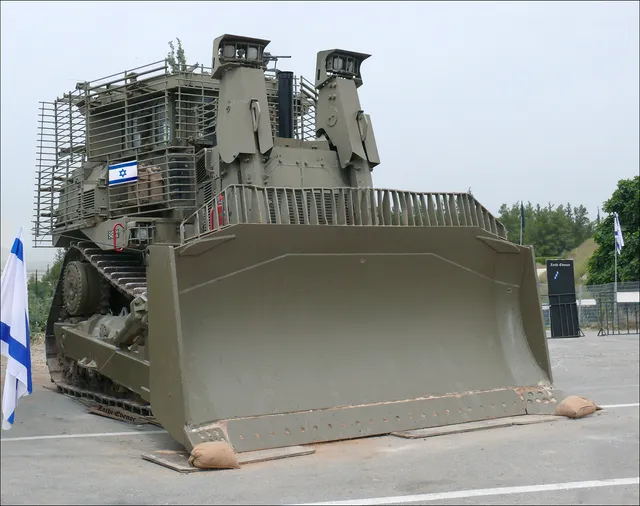 Weaponized civilian bulldozer or front loader, Combat engineering bulldozer/front loader, Armored Vehicles - view 2